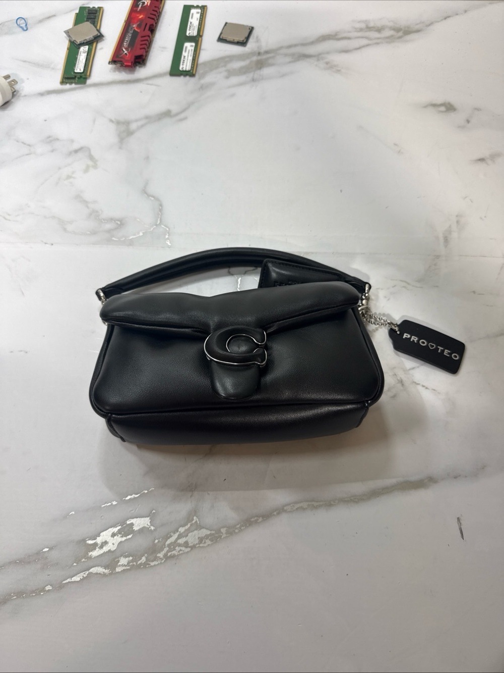 Coach Pillow Leather Shoulder Bag Black